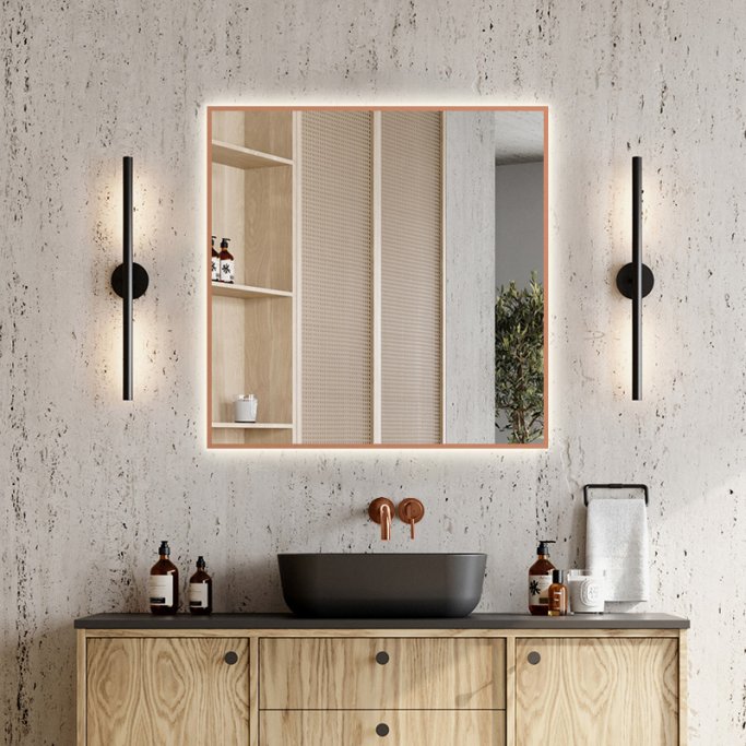 Fiesta Backlight spejl med  MESSING kant og LED lys  - Flere strrelser