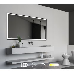 NY Fie 2 Spejl med LED lys og sort ramme - Mange strrelser