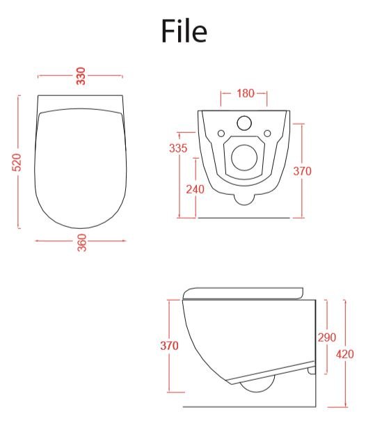 File Vghngt toilet - Rimless - Mat sort eller Mat hvid 