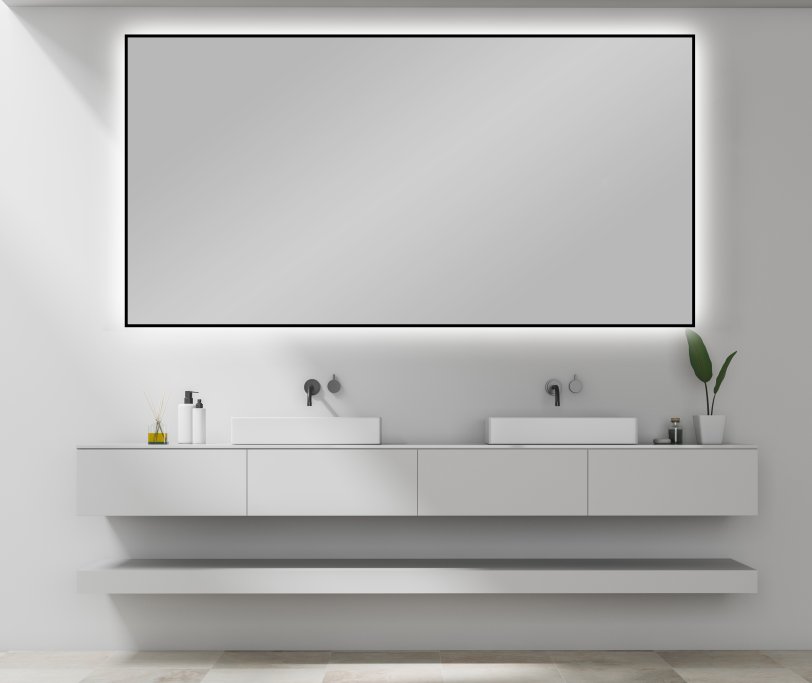 Frida Backlight spejl med LED og sort ramme  - Flere strrelser