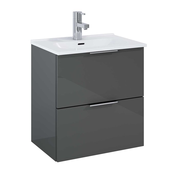 Ronda - 50 cm Møbelsæt - 2 skuffer - 36 cm dyb - Blank Antracit
