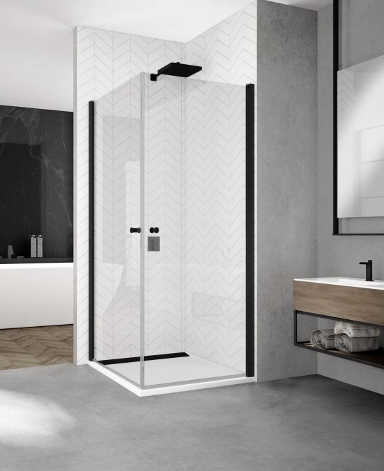 Brooklyn 6 mm- Firkantet Brushj�rne - Sort - Klart glas - Nanobehandlet