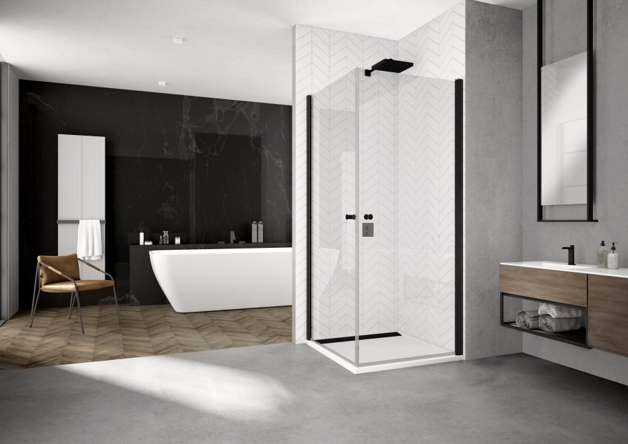 Brooklyn 6 mm- Firkantet Brushj�rne - Sort - Klart glas - Nanobehandlet