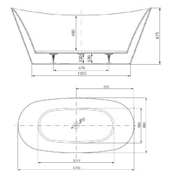 Isabella Fritstende badekar - 170x80 cm