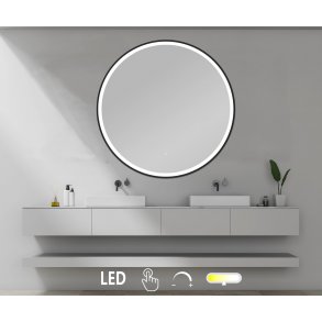 NY Janni 2 Spejl med LED lys og sort ramme - Mange strrelser