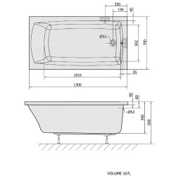 Balneo Lilly rektangulrt badekar, Lille model, flere strrelser