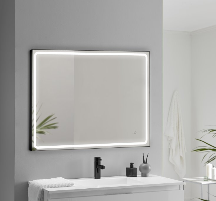 Madrid 1 Spejl med Sort Ramme - LED frontlight - Mange strrelser
