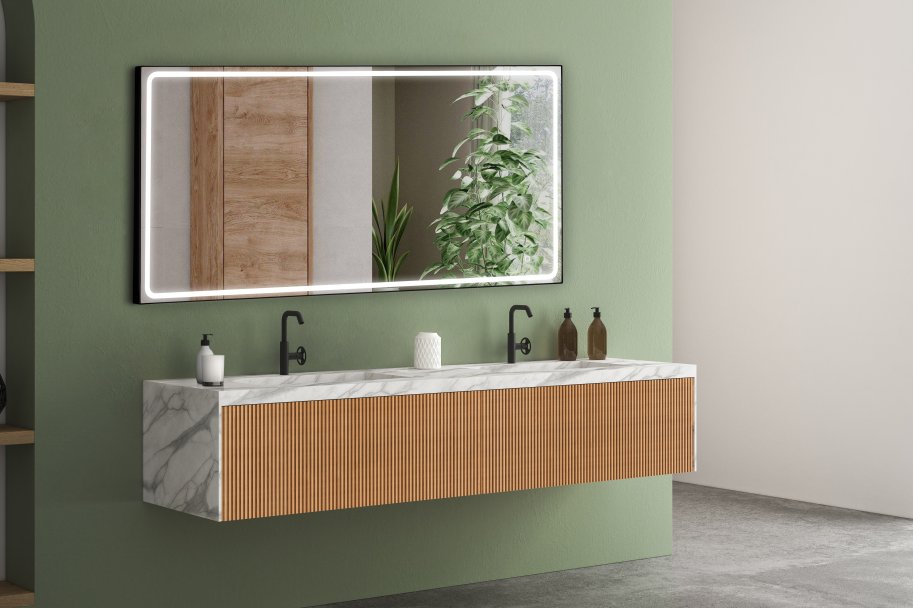 Madrid 1 Spejl med Sort Ramme - LED frontlight - Mange strrelser