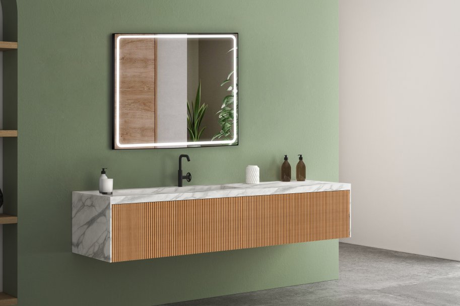 Madrid 1 Spejl med Sort Ramme - LED frontlight - Mange strrelser