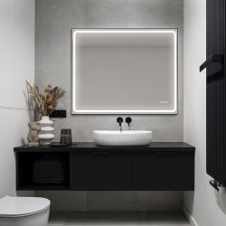 Madrid 3 Spejl med Sort Ramme - LED frontlight, dmpning, farveskift og varme - Mange strrelser