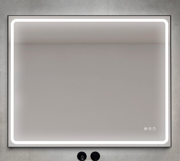 Madrid 3 Spejl med Sort Ramme - LED frontlight, dmpning, farveskift og varme - Mange strrelser
