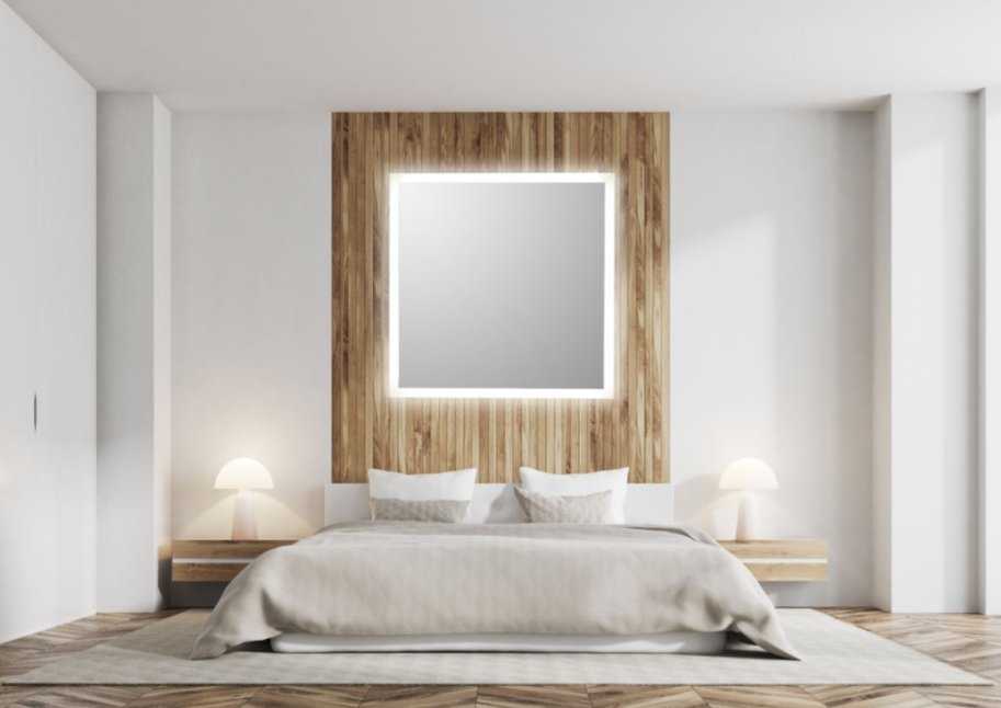 Mie 1 V Spejl med LED Front- backlight og antidamp - 90x80 cm - TILBUD