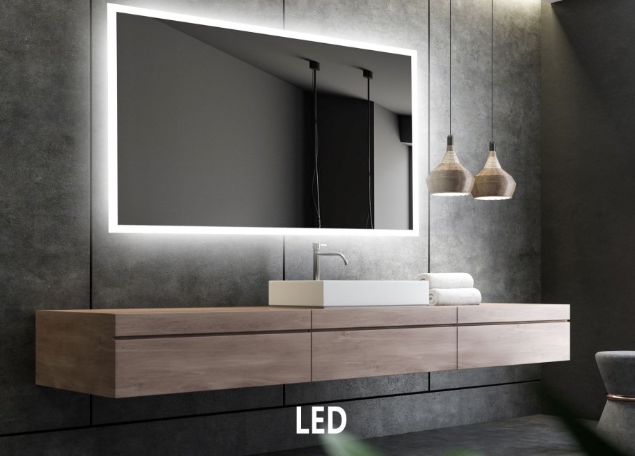 NY Mie 1 V. Spejl med LED lys og Antidamp - Flere strrelser