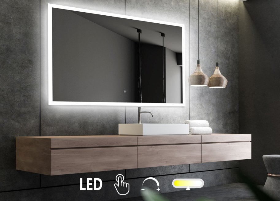 NY Mie 2 Spejl med LED front- og backlight, farveskift, dmpning