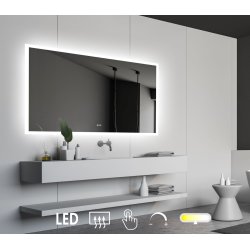 NY Mie 4 Spejl med LED lys, antidamp, farveskift, dmpning - flere strrelser