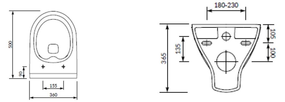 Mind rimless - Vghngt toilet  - Hvid porceln - Euro White glasur - Inkl. sde