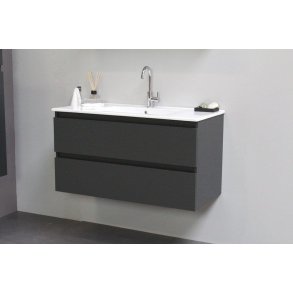 Online 100 cm - Badmbel pakke - Inkl. porceln vask - Mat Antracit - USAMLET