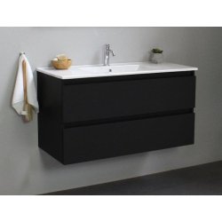 Online 100 cm - Badmbel pakke - Inkl. porceln vask - Mat Sort - USAMLET