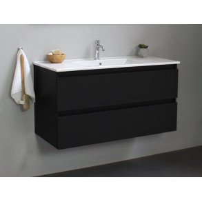 Online 100 cm - Badmbel pakke - Inkl. porceln vask - Mat Sort - USAMLET