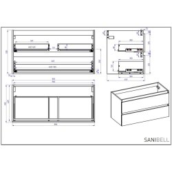 Online 100 cm - Badmbel pakke - Inkl. porceln vask - Bardolino Eg - USAMLET