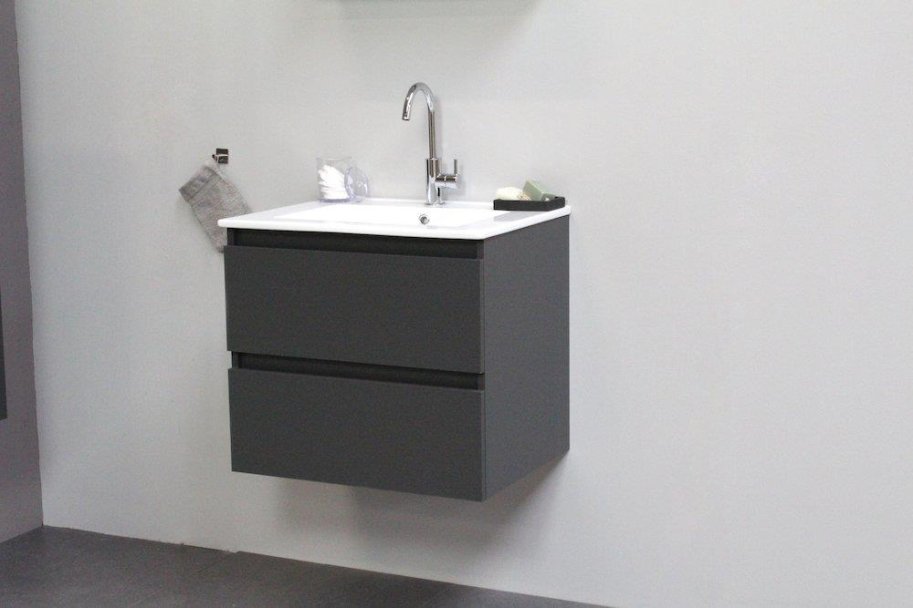 Online 60 cm - Badmbel pakke - Inkl. porceln vask - Mat Antracit - USAMLET