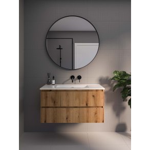 Proline 120 cm - Badmbel med lodrette lameller - 2 skuffer - Inkl. porceln vask - Flere Farver