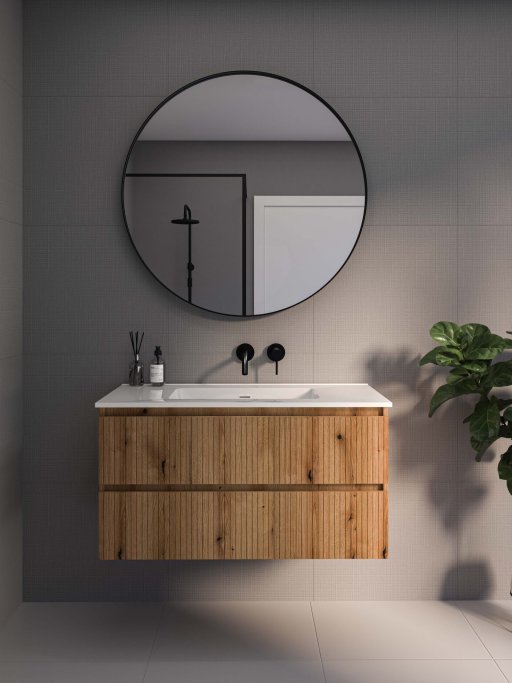 Proline 60 cm - Badmbel med lodrette lameller - 2 skuffer - Inkl. porceln vask - Flere Farver