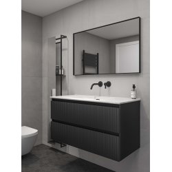 Proline 120 cm - Badmbel med lodrette lameller - 2 skuffer - Inkl. porceln vask - Flere Farver