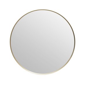 Rundt spejl med Messing metalramme - 90 cm