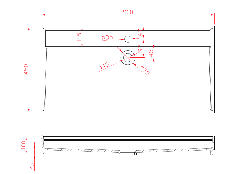 Vordingborg 900 - Hndvask - Solid Surface - OUTLET