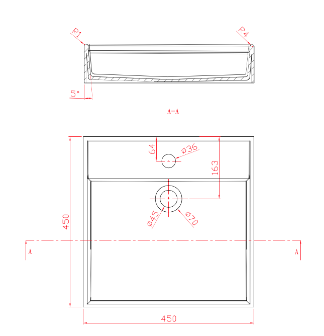 Vordingborg 450 - Hndvask - Solid Surface - OUTLET
