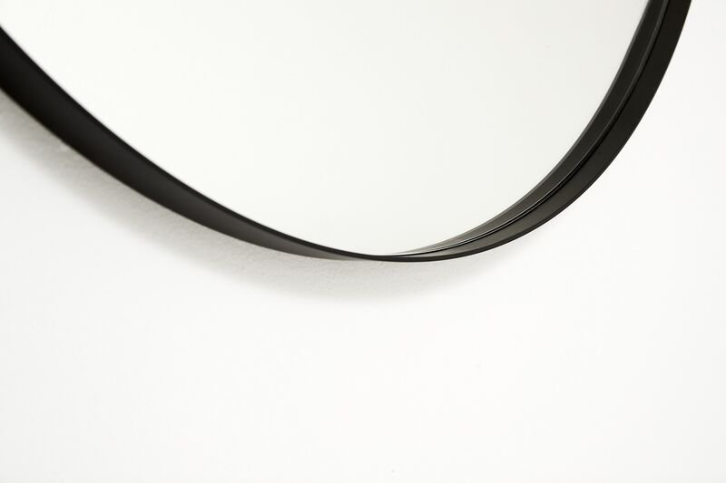 Rundt spejl med Sort metalramme - 90 cm