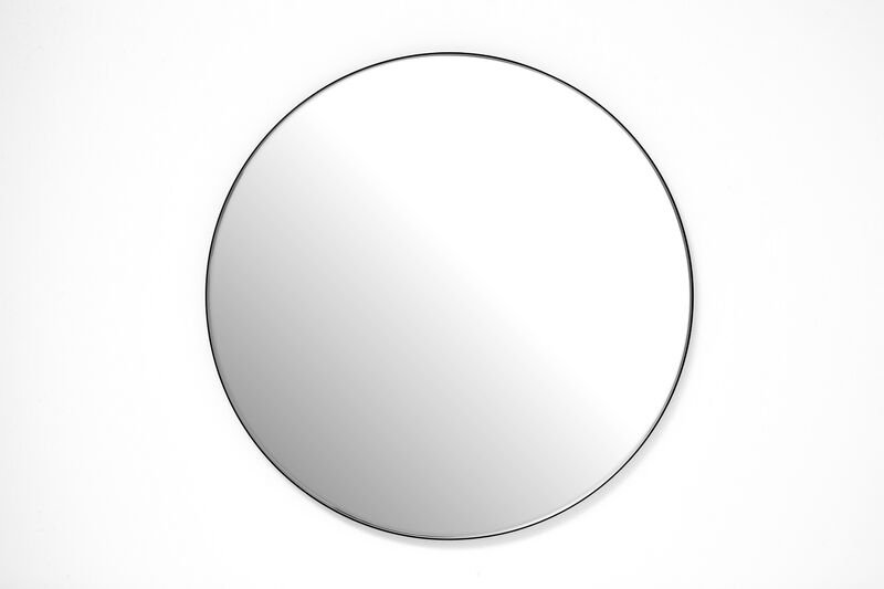Rundt spejl med Sort metalramme - 90 cm