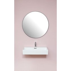 Rundt spejl med Sort metalramme - 90 cm