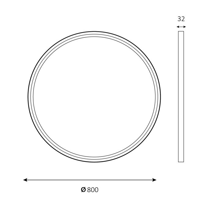 Santiago Basic Rundt Spejl med Sort Ramme - LED frontlight - 2 strrelser