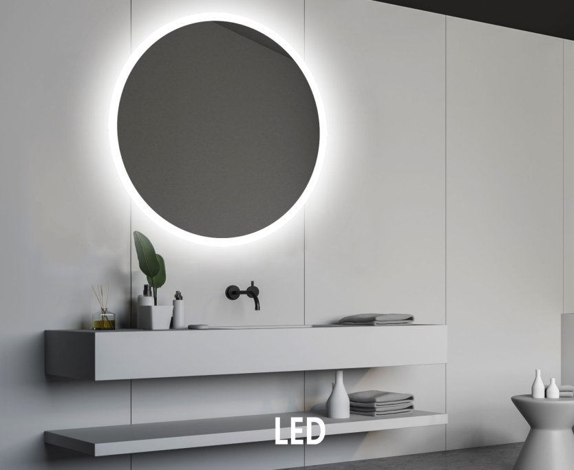 NY Sandra 1 V, Spejl med LED lys og Antidamp - Flere strrelser
