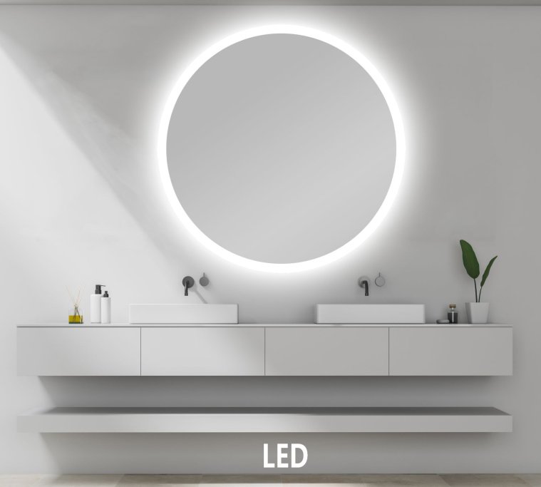 NY Sandra 1 V, Spejl med LED lys og Antidamp - Flere strrelser