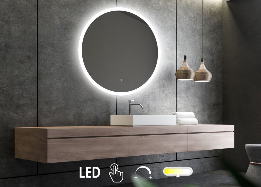 NY Sandra 2 Spejl med LED front- og backlight, farveskift, dmpning - Mange strrelser