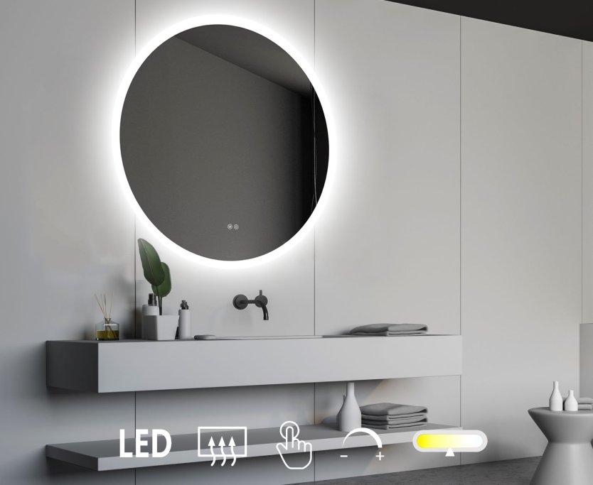 NY Sandra 4 Spejl med LED lys, antidamp, farveskift og dmpning - flere strrelser