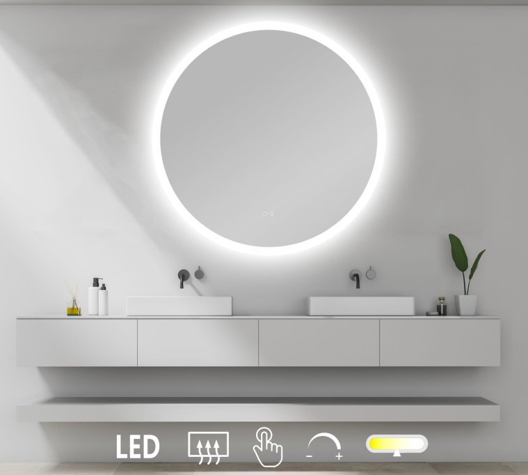 NY Sandra 4 Spejl med LED lys, antidamp, farveskift og dmpning - flere strrelser