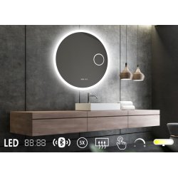 NY Sandra 7 Spejl med LED lys - kosmetikspejl - antidamp - bluetooth - farveskift - ur