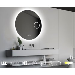 NY Sandra 7 Spejl med LED lys - kosmetikspejl - antidamp - bluetooth - farveskift - ur