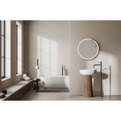 Santiago 3 Rundt Spejl med Sort Ramme - LED frontlight, dmpning, farveskift og varme - 2 strrelser