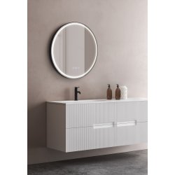 Santiago 3 Rundt Spejl med Sort Ramme - LED frontlight, dmpning, farveskift og varme - 2 strrelser