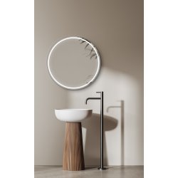 Santiago Basic Rundt Spejl med Sort Ramme - LED frontlight - 2 strrelser