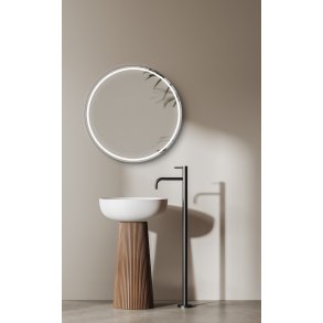 Santiago Basic Rundt Spejl med Sort Ramme - LED frontlight - 2 strrelser