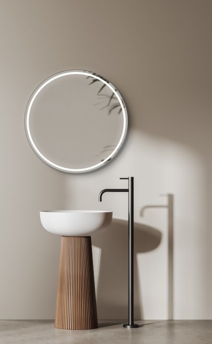 Santiago Basic Rundt Spejl med Sort Ramme - LED frontlight - 2 strrelser