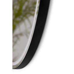 Santiago 3 Rundt Spejl med Sort Ramme - LED frontlight, dmpning, farveskift og varme - 2 strrelser