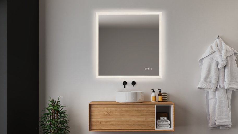 Sevilla 3 Spejl med LED front-, backlight, dmpning, farveskift og varme - Mange strrelser