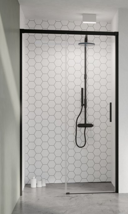 Slide Black skydedr til niche - sorte profiler - Klart glas - 7 strrelser 